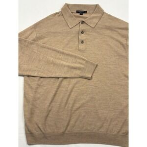 Oggi Moda by Raffi Soft Wool Blend Long Sleeve Polo 2XL Camel Ombre Yarn EUC